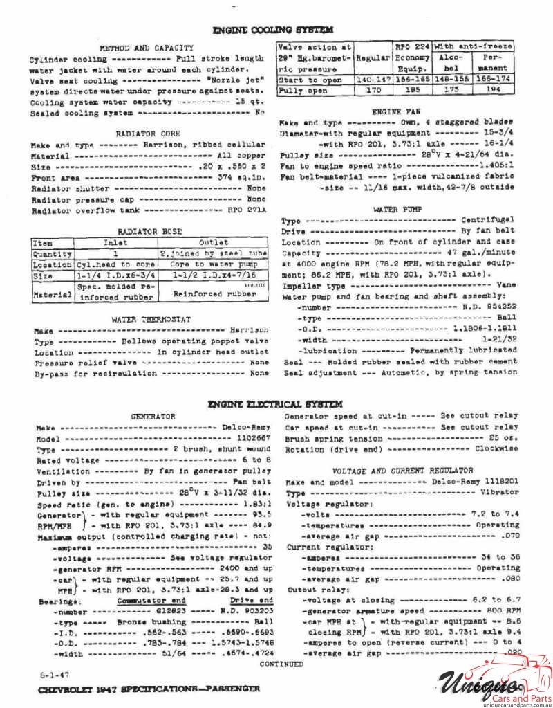 1947 Chevrolet Specifications Page 30